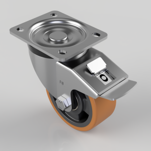 Polyurethane Nylon Plate Swivel Castor Brake 100mm 300kg Load