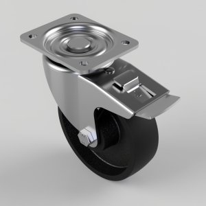 Cast Iron Plate Swivel Castor Brake 125mm 350kg Load
