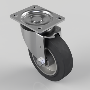 Elastic Rubber on Aluminium Plate Swivel Castor 125mm 250kg Load