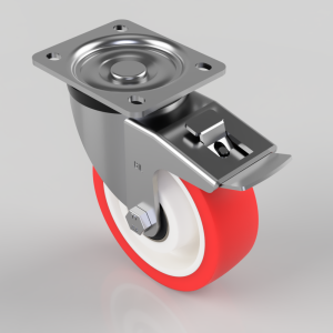 Polyurethane Nylon Plate Swivel Castor Brake 125mm 350kg Load