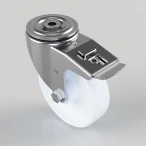 Nylon Bolt Hole Swivel Castor Brake 125mm 300kg Load