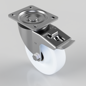 Nylon Plate Swivel Castor Brake 125mm 500kg Load