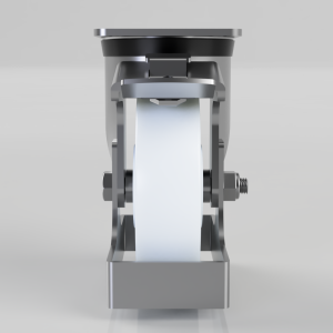 Front view of a compact metallic roller mechanism with a white paper strip threaded through its rollers.