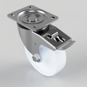 Nylon Plate Swivel Castor Brake 125mm 300kg Load