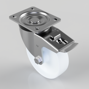 Nylon Plate Swivel Castor Brake 125mm 300kg Load