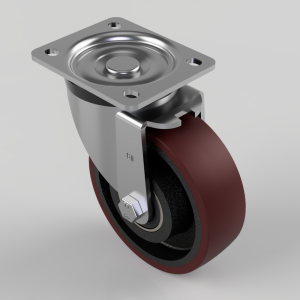 Polyurethane Cast Iron Plate Swivel Castor 125mm 400kg Load