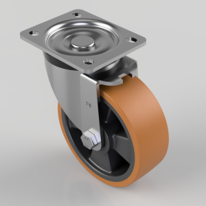 Polyurethane Nylon Plate Swivel Castor 125mm 400kg Load