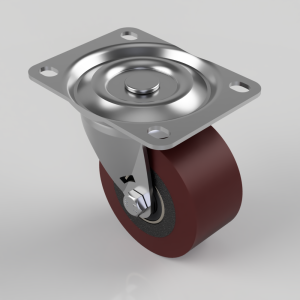 Polyurethane Cast Iron Plate Swivel Castor 75mm 125kg Load