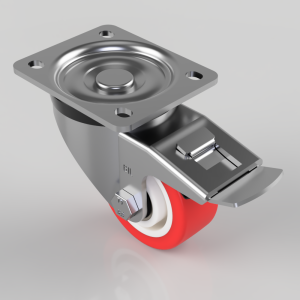 Polyurethane Nylon Plate Swivel Castor Brake 80mm 210kg Load