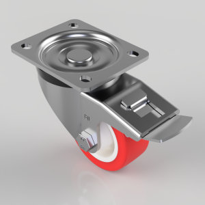 Polyurethane Nylon Plate Swivel Castor Brake 80mm 210kg Load