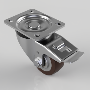 Polyurethane Aluminium Plate Swivel Castor Brake 80mm 200kg Load