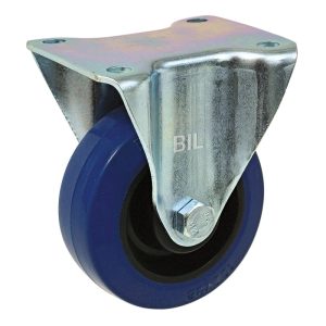 Blue Elastic Rubber 75ShoreA Plate Fixed Castor 125mm 275kg Load