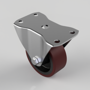 Polyurethane Cast Iron Plate Fixed Castor 75mm 125kg Load