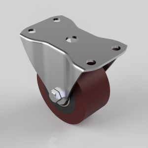 Polyurethane Cast Iron Plate Fixed Castor 75mm 125kg Load