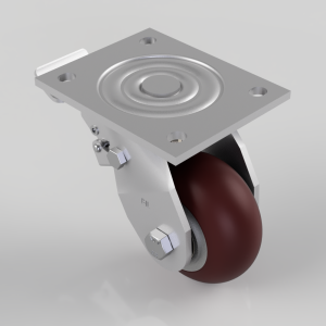 Ergonomic Polyurethane Plate Swivel Castor Brake 100mm 350kg Load