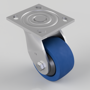 Blue Elastic Rubber Plate Swivel Castor 100mm 275kg Load