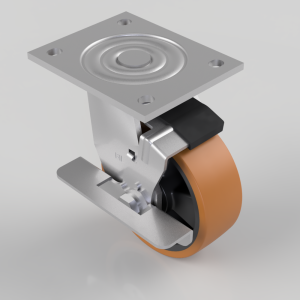 Polyurethane Nylon Plate Swivel Castor Brake 125mm 400kg Load
