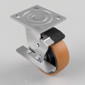 Polyurethane Nylon Plate Swivel Castor Brake 125mm 400kg Load