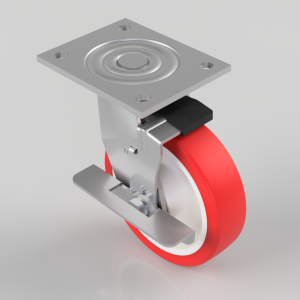 Polyurethane Nylon Plate Swivel Castor Brake 150mm 500kg Load