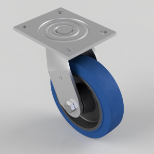 Blue Elastic Rubber Plate Swivel Castor 150mm 300kg Load