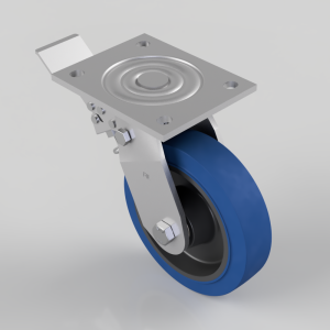 Blue Elastic Rubber Plate Swivel Castor Brake 150mm 300kg Load