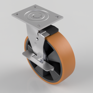 Polyurethane Nylon Plate Swivel Castor Brake 150mm 600kg Load