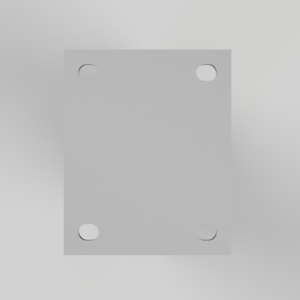 Gray square metal plate with four rounded holes at the corners on a soft gradient background](https://example.com)
