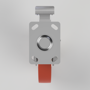 Industrial pull-switch device: gray metal housing, red strap, and central round actuator, mounted on a plate.