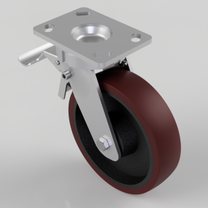 Polyurethane Cast Iron Plate Swivel Castor Brake 200mm 1000kg Load