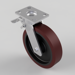 Polyurethane Cast Iron Plate Swivel Castor Brake 250mm 1400kg Load