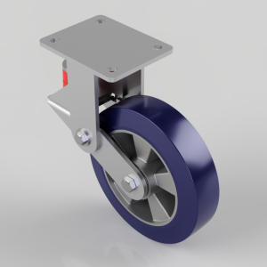 Soft Speed Polyurethane Plate Fixed Castor 200mm 600kg