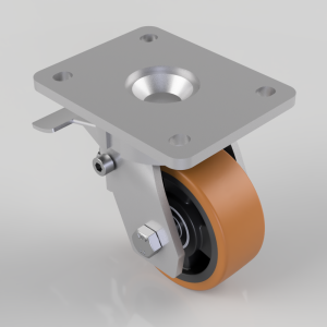 Polyurethane Nylon Plate Swivel Castor Brake 100mm 300kg Load