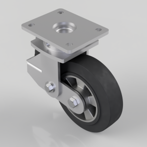 Elastic Rubber on Aluminium Plate Swivel Castor 160mm 200kg Load
