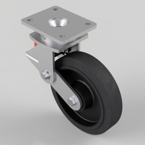 Elastic Rubber Cast Iron Plate Swivel Castor 200mm 500kg Load