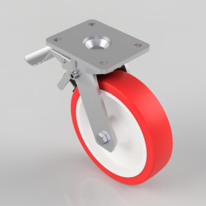 Polyurethane Nylon Plate Swivel Castor Brake 200mm 600kg Load