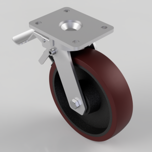 Polyurethane Cast Iron Plate Swivel Castor Brake 200mm 900kg Load