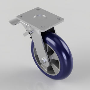 Softer Ergonomic Polyurethane Plate Swivel Castor Brake 200mm 600kg Load