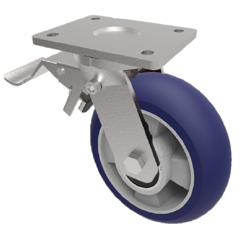 Softer Ergonomic Polyurethane Plate Swivel Castor Brake 250mm 800kg ...