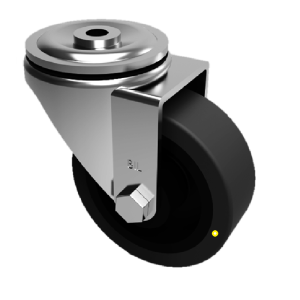 Electrically Conductive Rubber Bolt Hole Swivel Castor 100mm 200kg Load