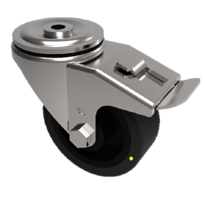 Electrically Conductive Rubber Bolt Hole Swivel Castor Brake 100mm 200kg