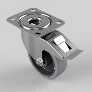 Electrically Conductive Rubber Plate Swivel Castor Brake 100mm 90kg Load