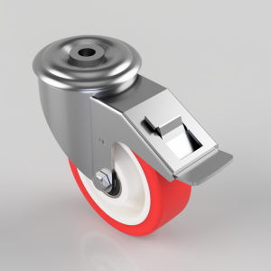 Polyurethane Nylon Bolt Hole Swivel Castor Brake 100mm 180kg Load