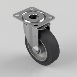 Elastic Rubber on Aluminium Plate Swivel Castor 125mm 200kg Load