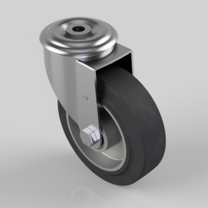 Elastic Rubber on Aluminium Bolt Hole Swivel Castor 125mm 200kg Load