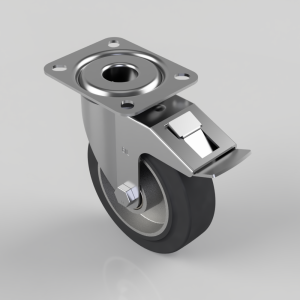 Elastic Rubber on Aluminium Plate Swivel Castor Brake 125mm 200kg Load