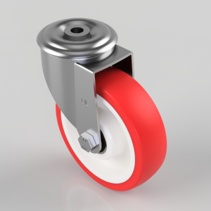 Polyurethane Nylon Bolt Hole Swivel Castor 125mm 200kg Load