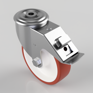 Polyurethane Nylon Bolt Hole Swivel Castor 125mm 200kg Load