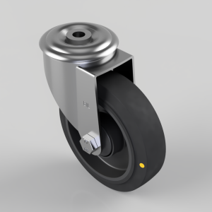 Electrically Conductive Rubber Bolt Hole Swivel Castor 125mm 200kg Load