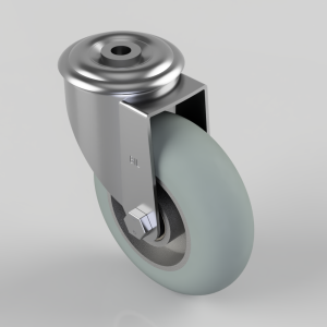 Grey Soft Elastic Rubber Bolt Hole Swivel Castor 125mm 200kg Load