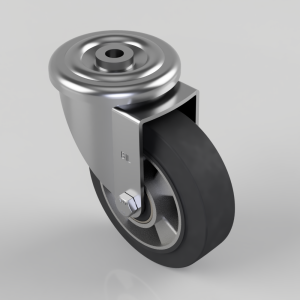 Elastic Rubber on Aluminium Bolt Hole Swivel Castor 150mm 350kg Load